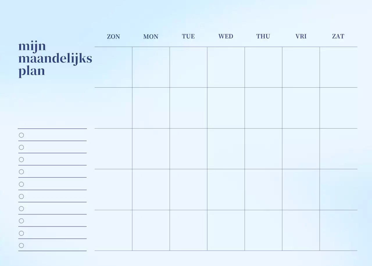 Minimalistische kalender met kleurverloop
