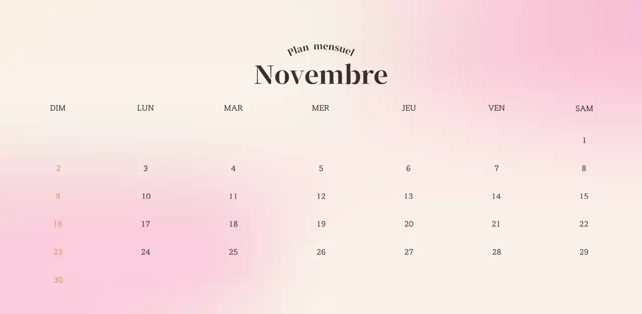 Calendrier minimaliste dégradé