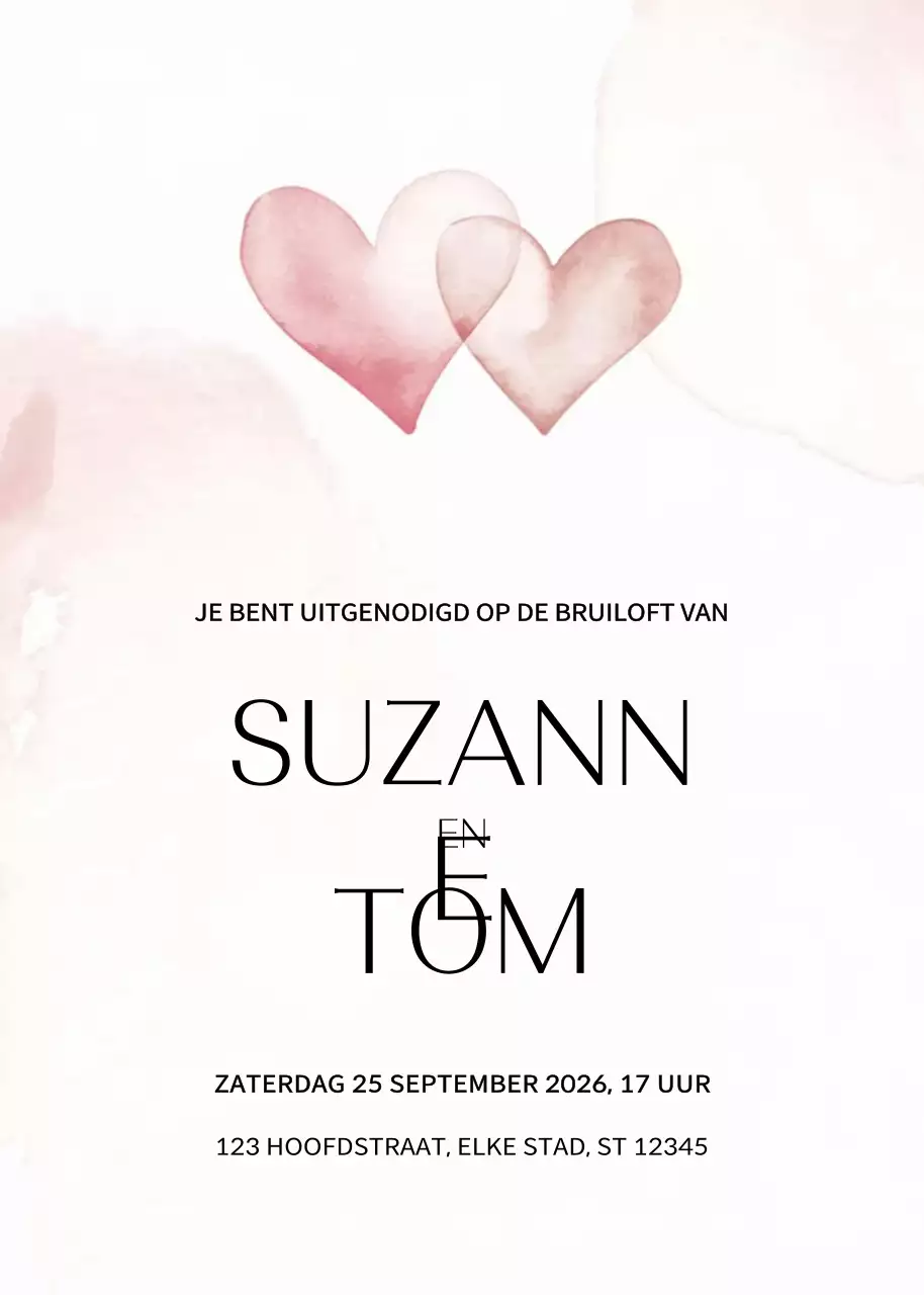 Roze elegante huwelijksuitnodiging