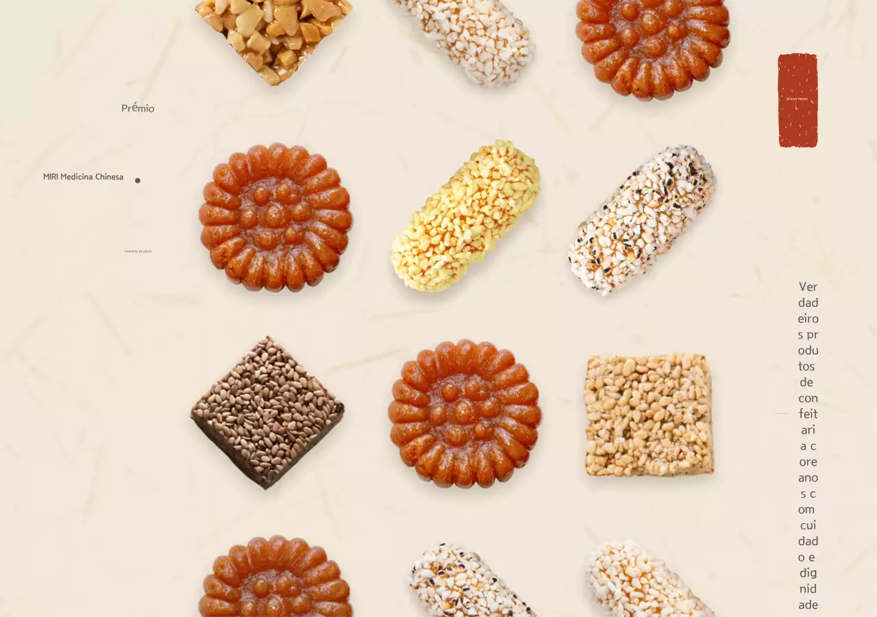 Folheto de oferta de confeitaria tradicional coreana bege