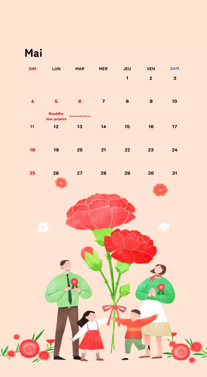 Calendrier du Nouvel An avec illustrations chaleureuses
