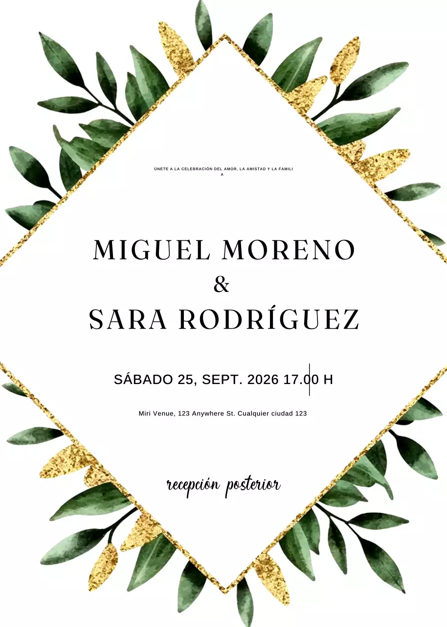 verde elegante invitación de boda