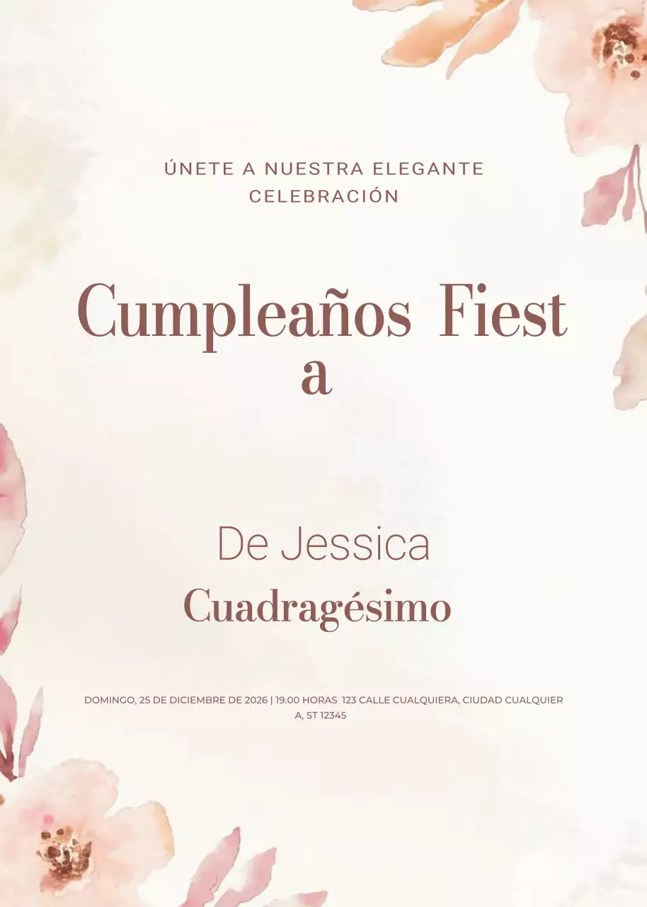 invitación de cumpleaños elegante beige