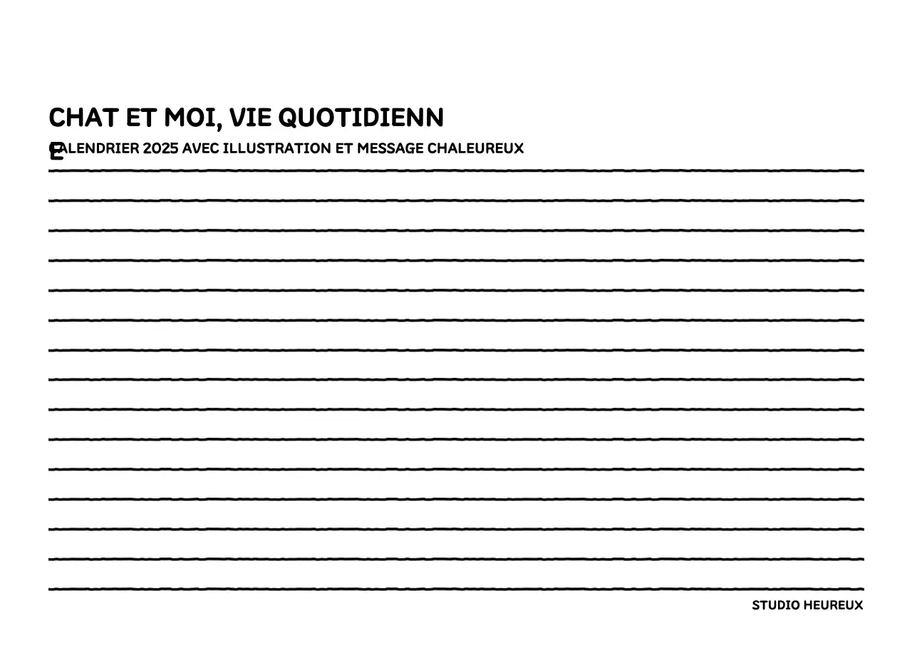 Calendrier illustré avec un joli style de lignes