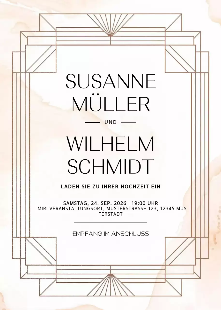 Beige Elegante Hochzeitseinladung