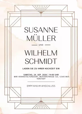 Beige Elegante Hochzeitseinladung