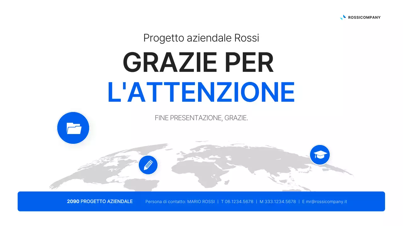 Un semplice piano aziendale globale in bianco e blu