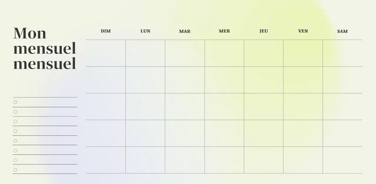 Calendrier minimaliste dégradé