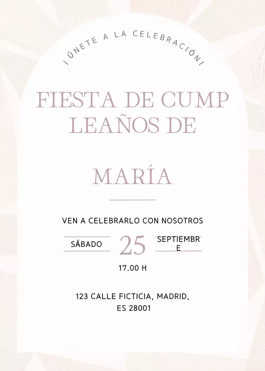 Invitación de cumpleaños elegante beige