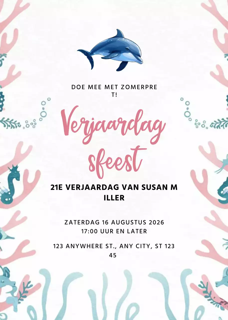 Roze speelse verjaardagsuitnodiging