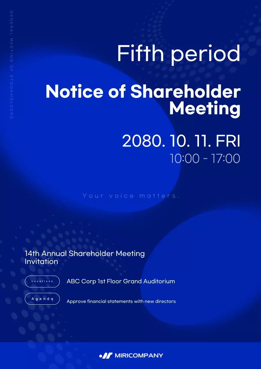 Poster thông báo cổ đông Blue Professional