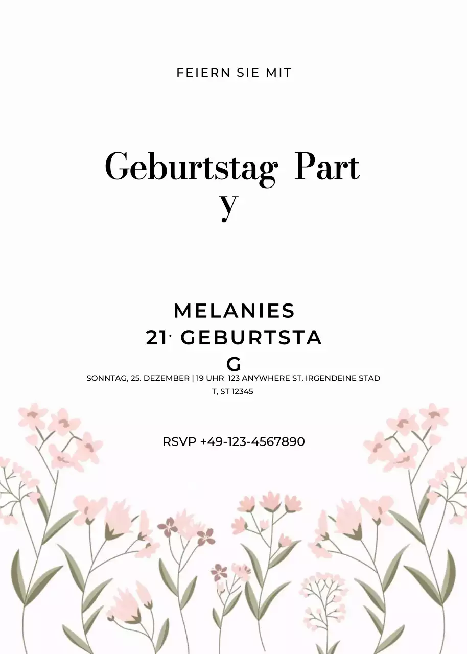 weiße elegante Geburtstagseinladung