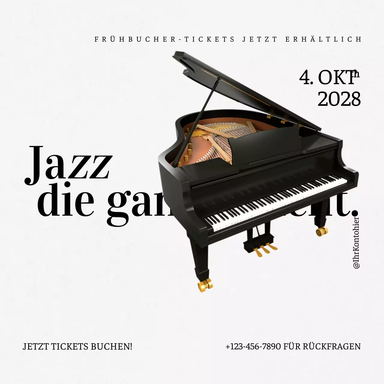 schwarz weiß elegant Jazz Musik Event Promotion