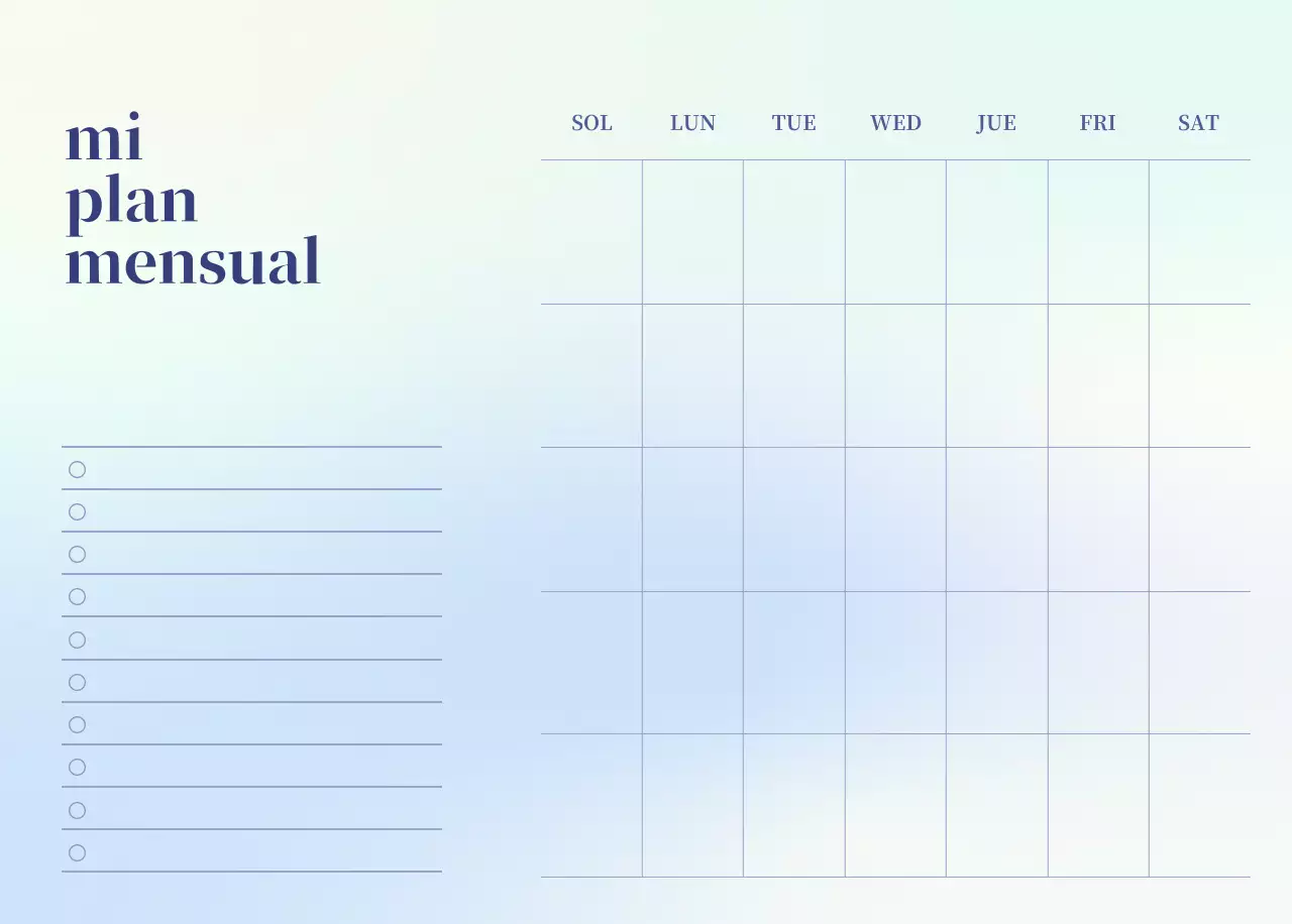 Calendario minimalista degradado