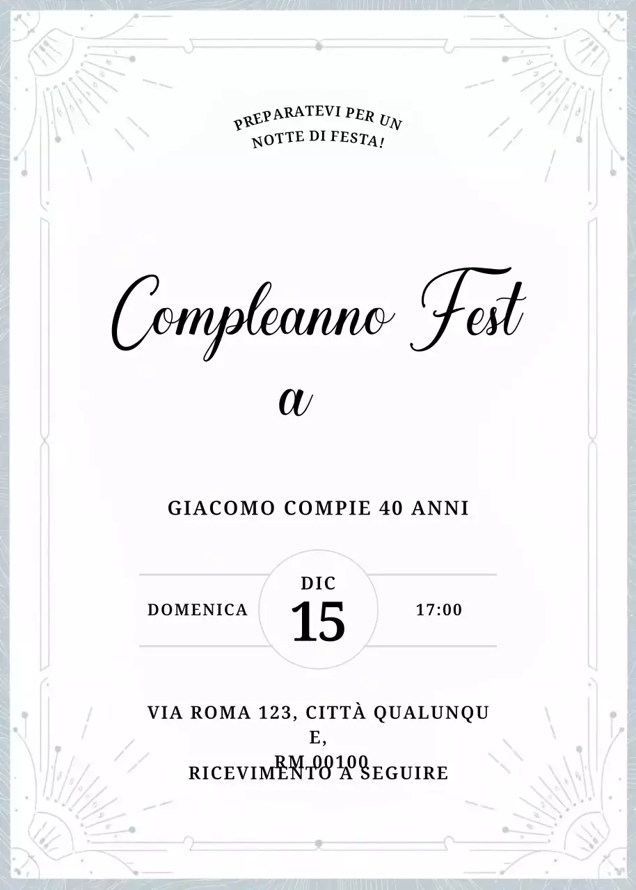 Invito di compleanno elegante bianco