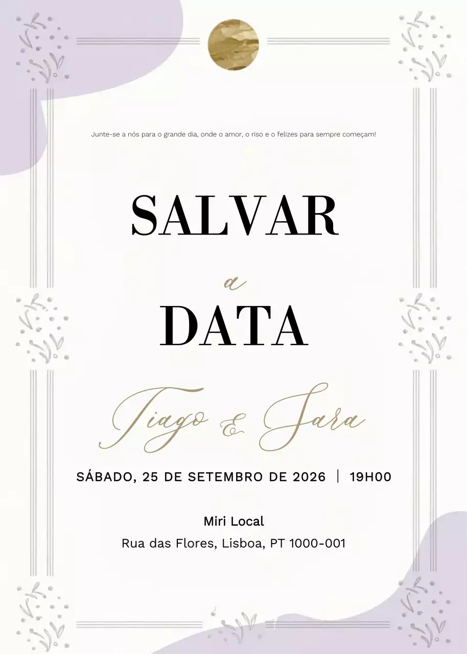 Convite de casamento bege e elegante