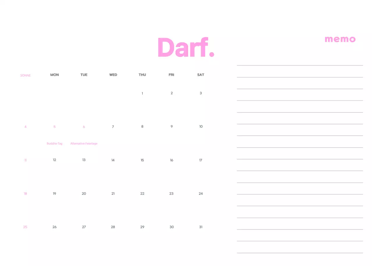 Geschäftskalender mit niedlichen Illustrationen