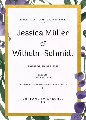 Gold elegante Hochzeitseinladung