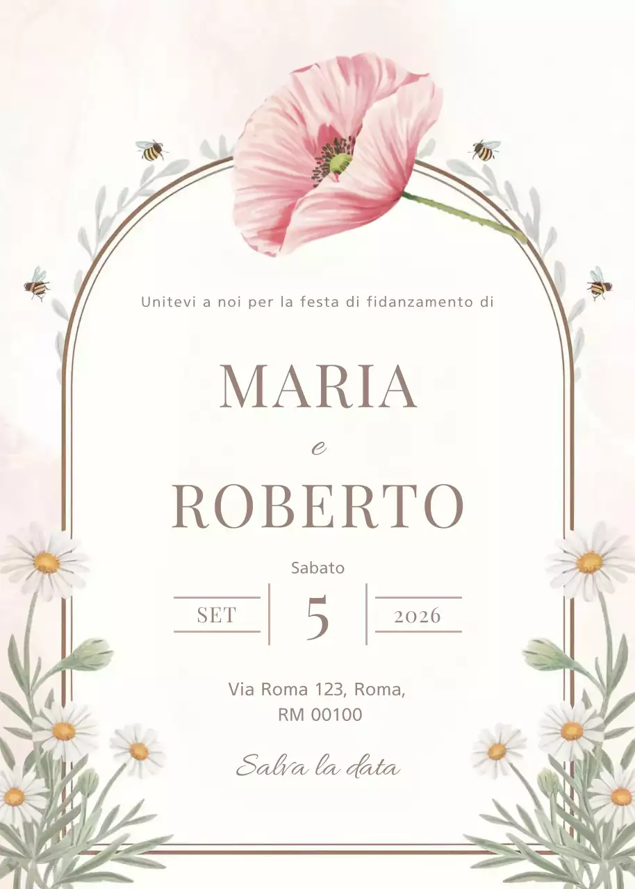 Invito di fidanzamento elegante rosa