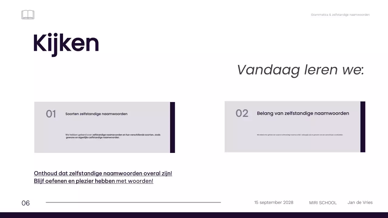 Professioneel minimalistisch 1e graad grammatica lesmateriaal