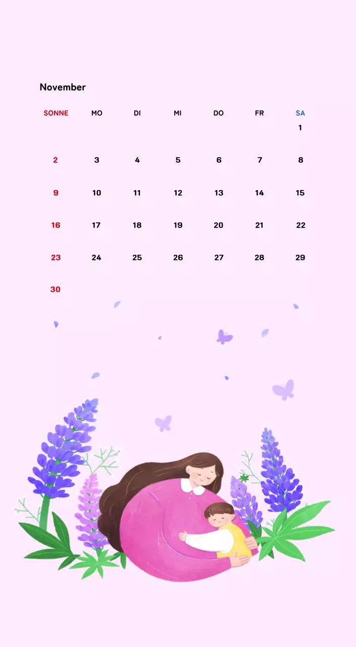 Neujahrskalender mit warmen Illustrationen