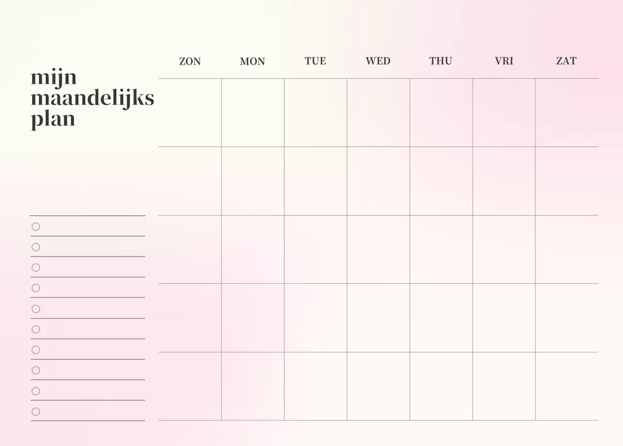 Minimalistische kalender met kleurverloop