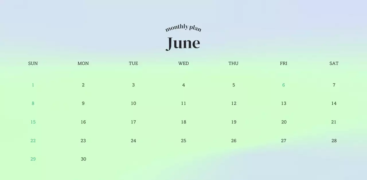 Gradient Minimalist Calendar