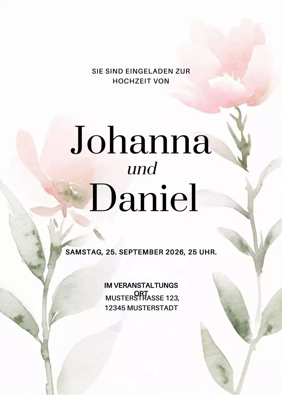 Rosa Elegante Hochzeitseinladung