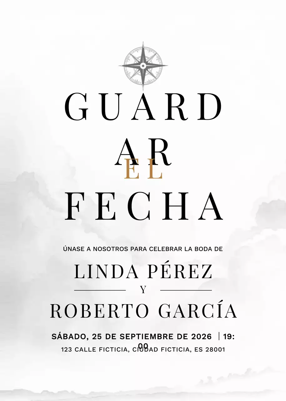 Invitación de boda minimalista en blanco