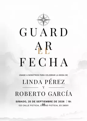 Invitación de boda minimalista en blanco