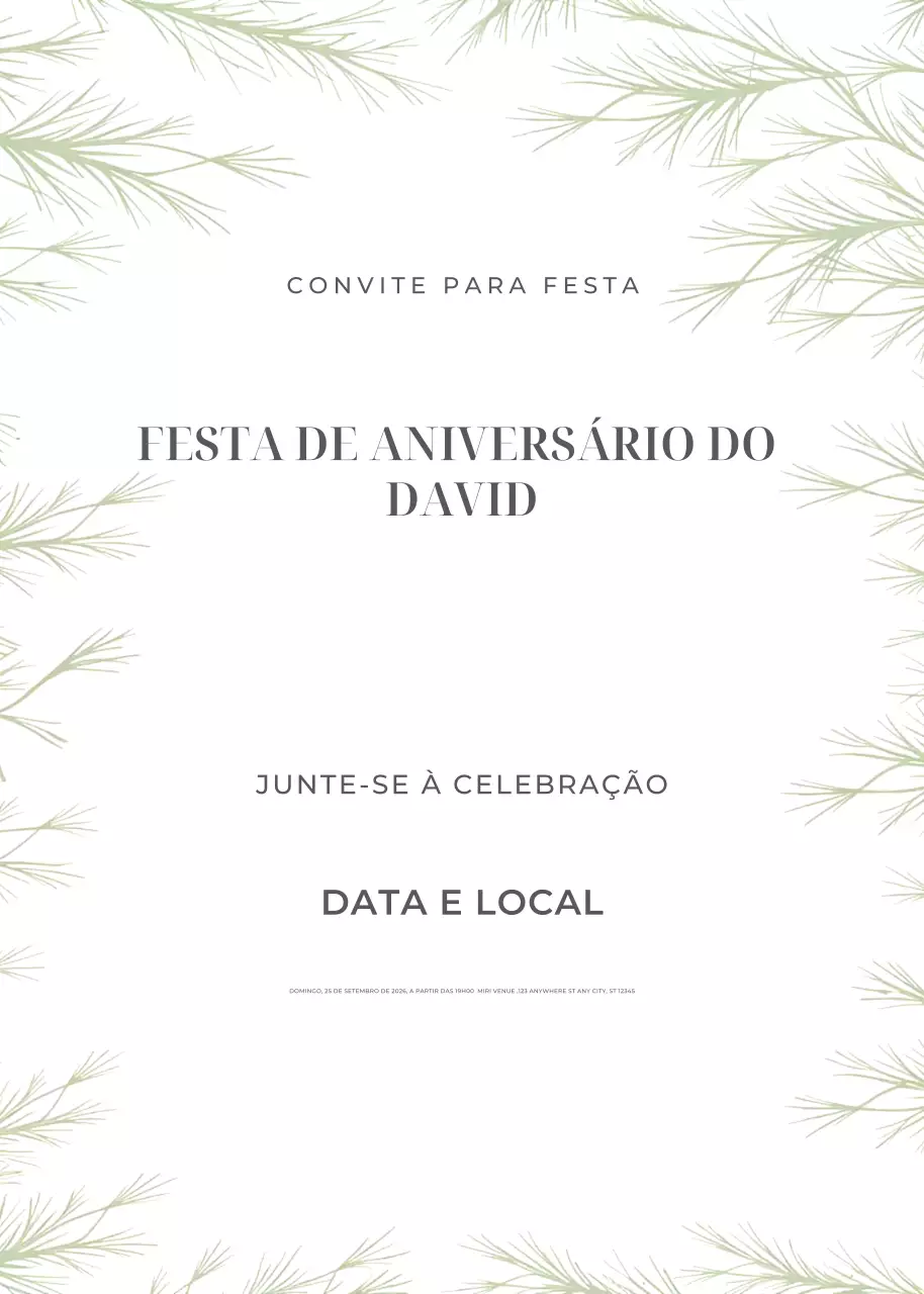 convite de aniversário minimalista verde