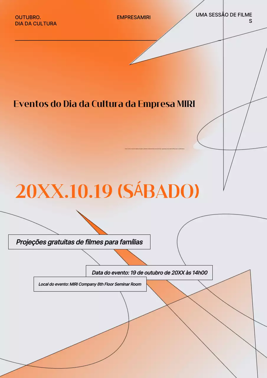 Guia de eventos de projeção de filmes da Orange Modern