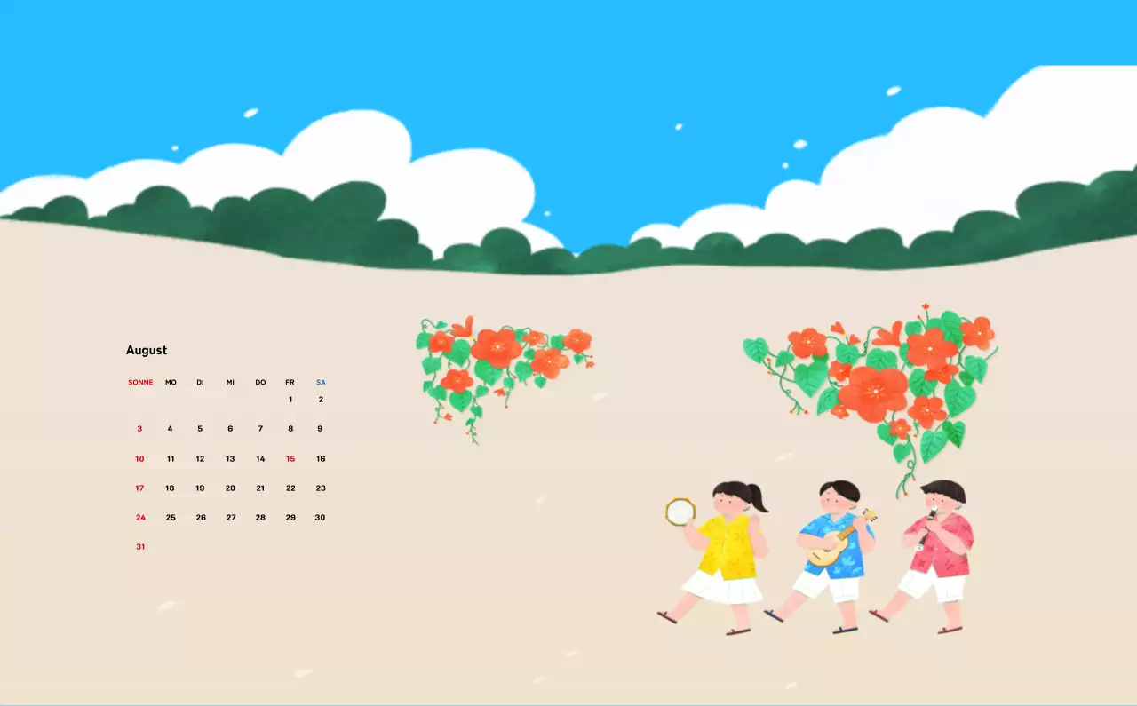 Neujahrskalender mit warmen Illustrationen