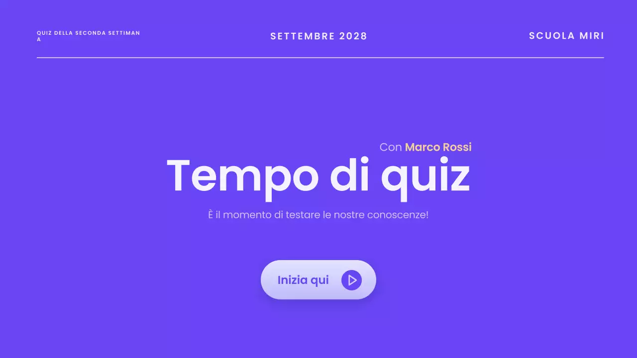 Presentazione di annuncio di quiz moderno blu