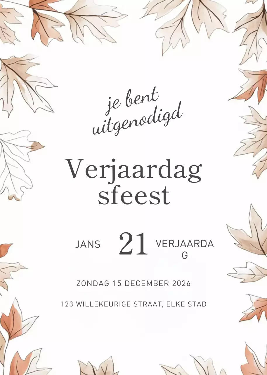 Beige botanische verjaardagsuitnodiging