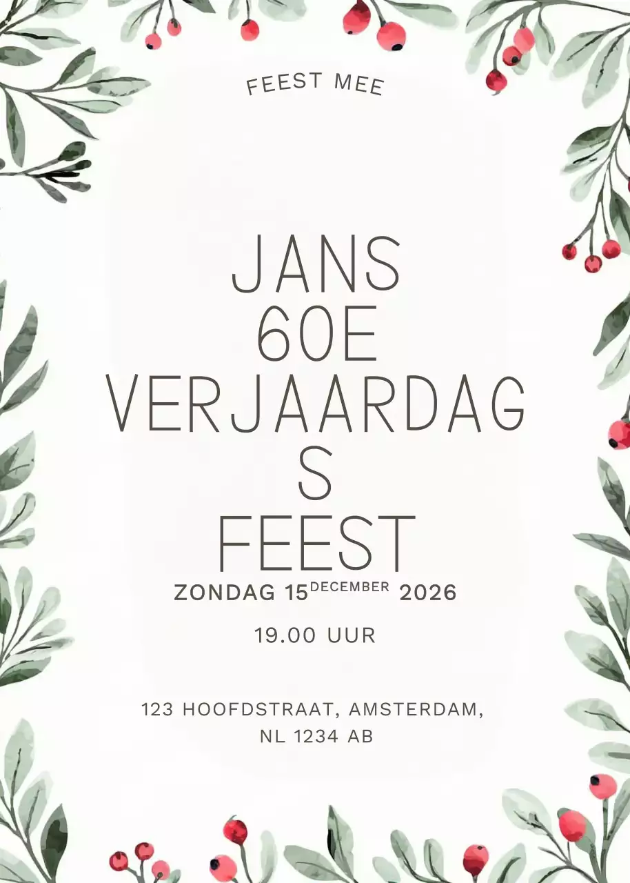 Witte botanische verjaardagsuitnodiging