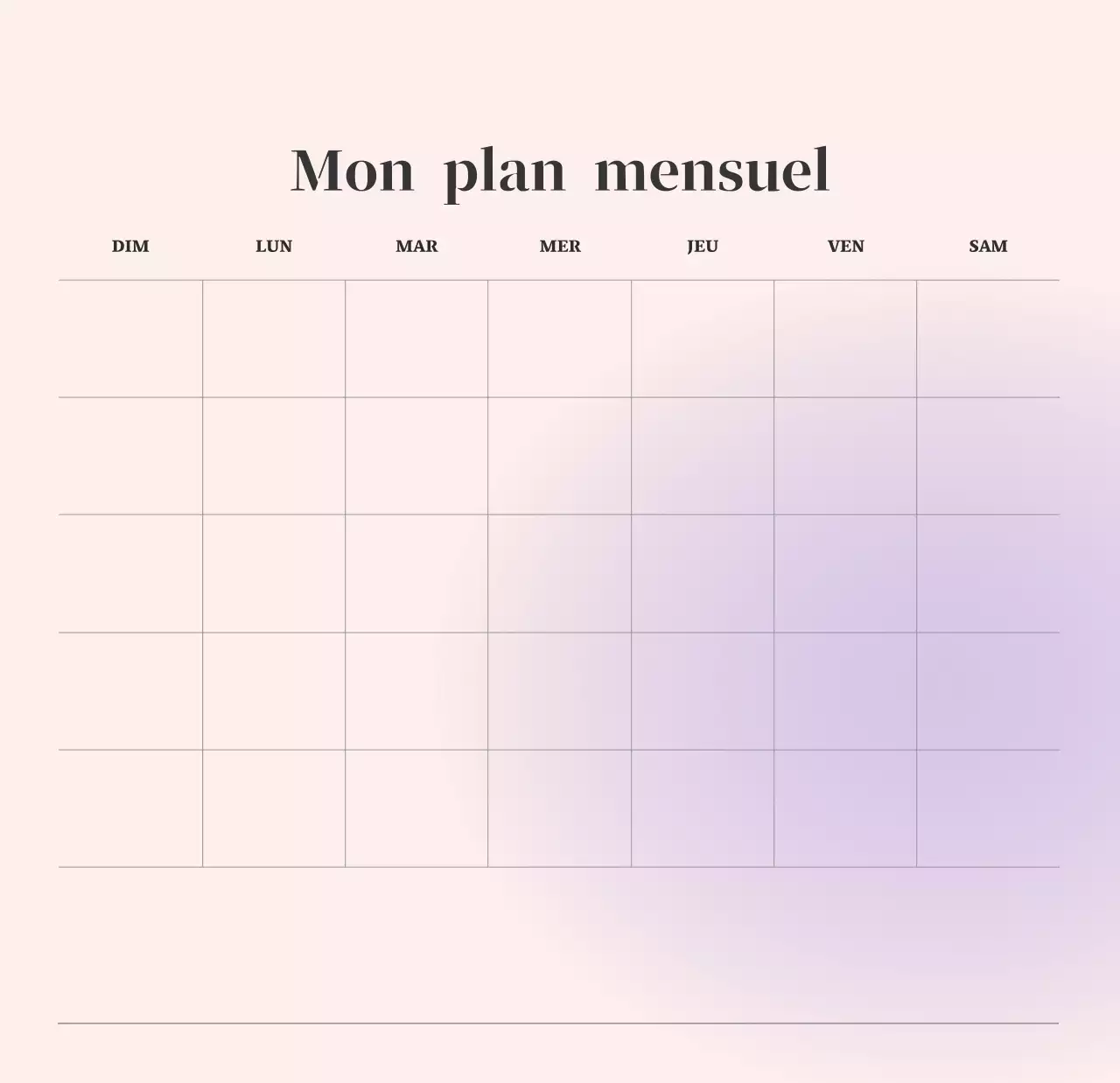Calendrier minimaliste dégradé