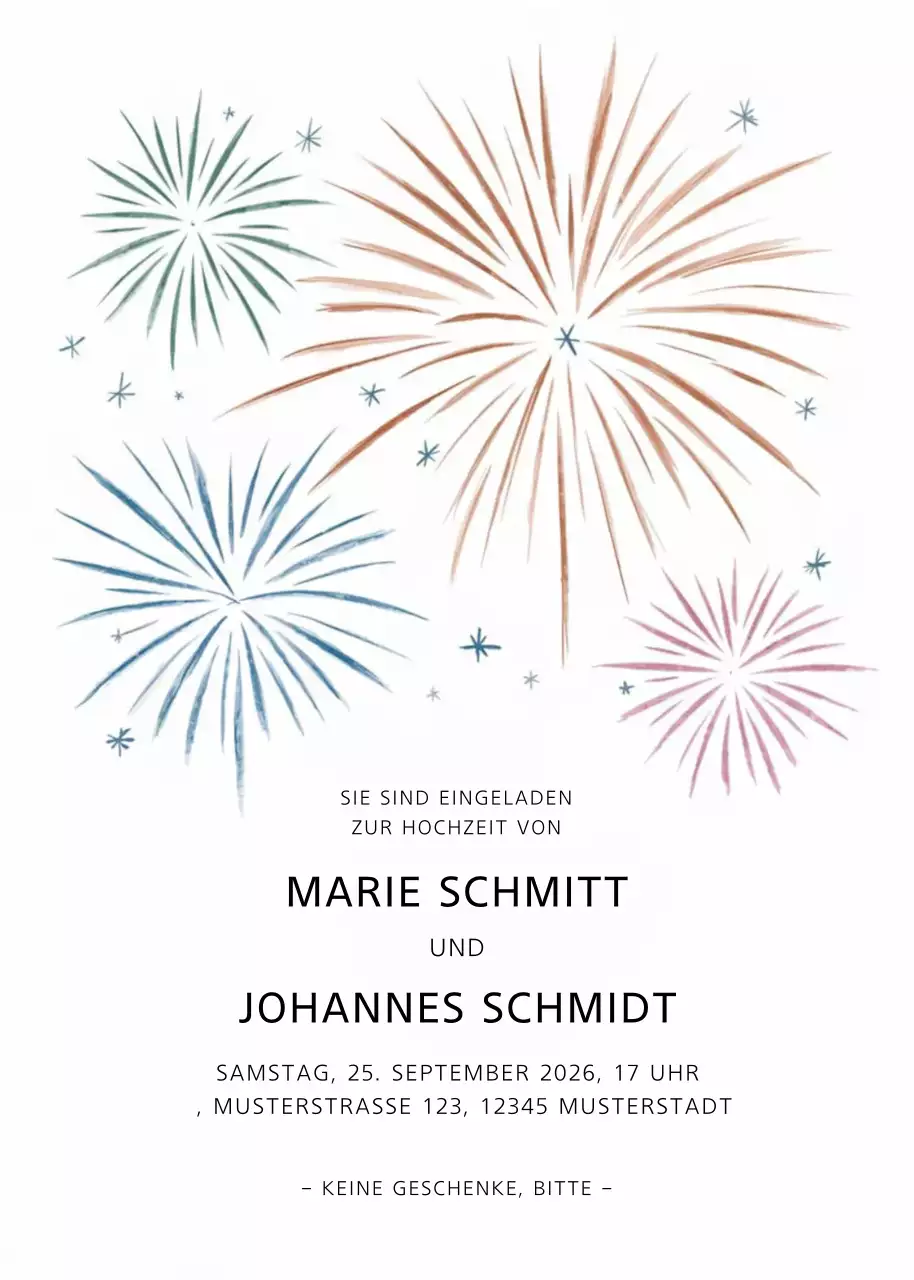 Bunte Elegante Hochzeitseinladung