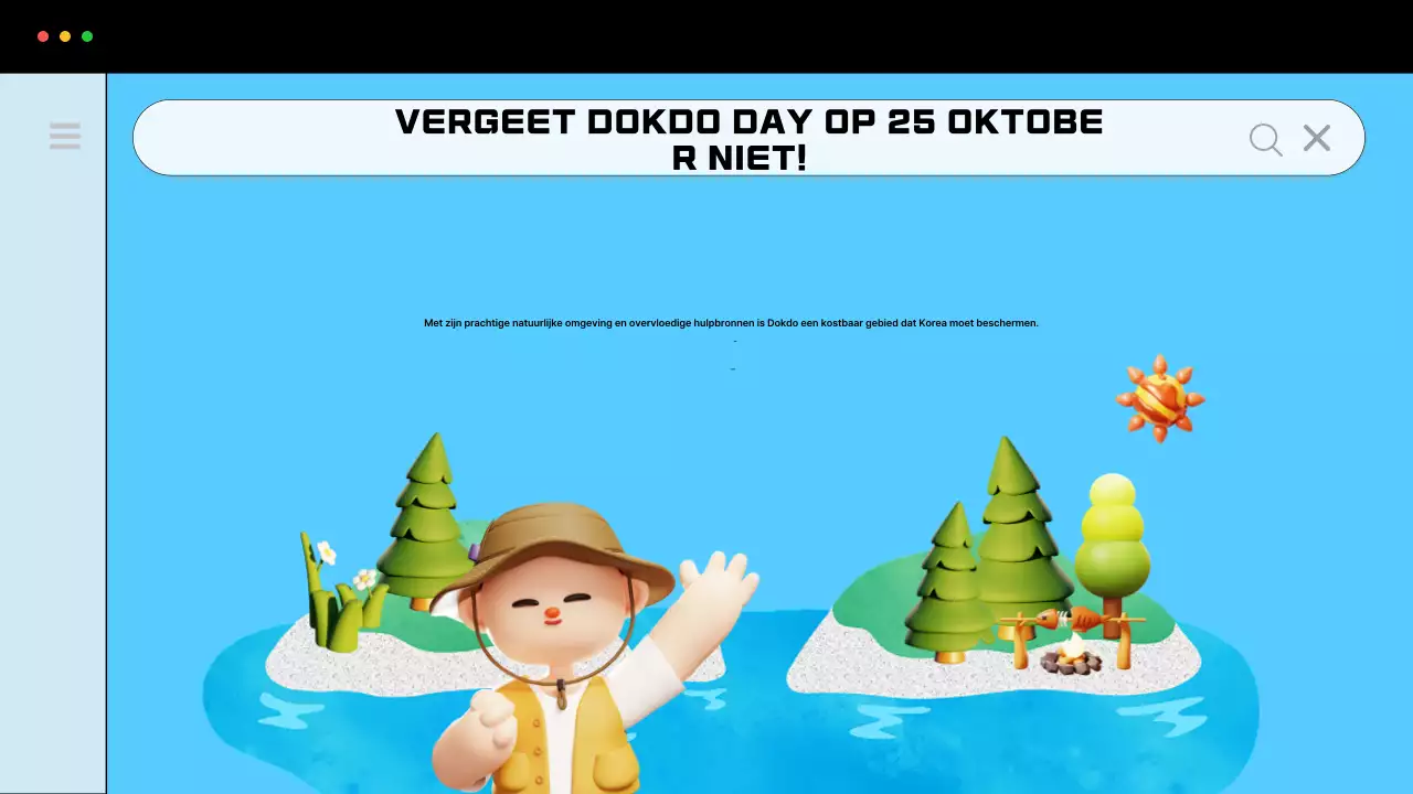 Bevorder eenvoudige verkenning van Dokdo in blauw