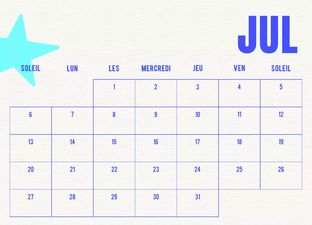 Calendrier vintage bleu