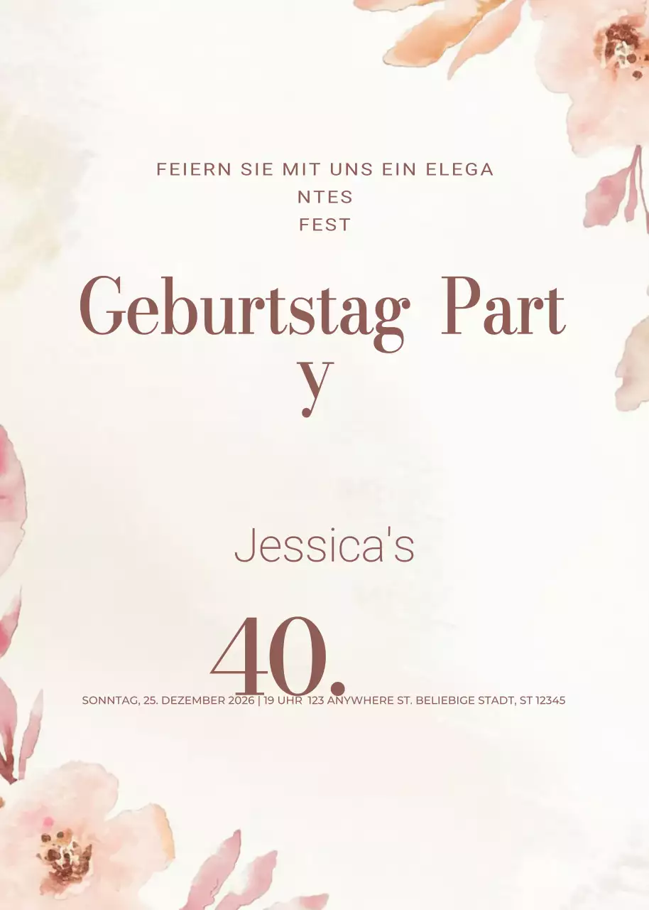 beige elegante Geburtstagseinladung