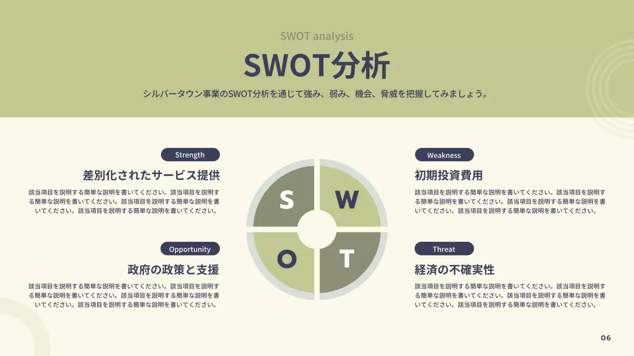 ベージュ シンプル 高齢者 企画書 プレゼンテーション