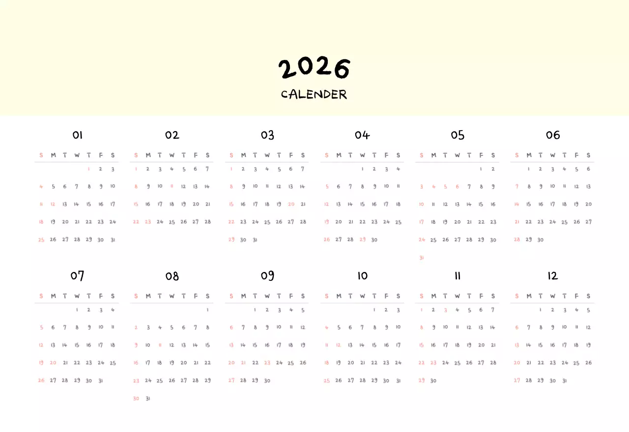 アイボリーのかわいらしい日めくりカレンダー