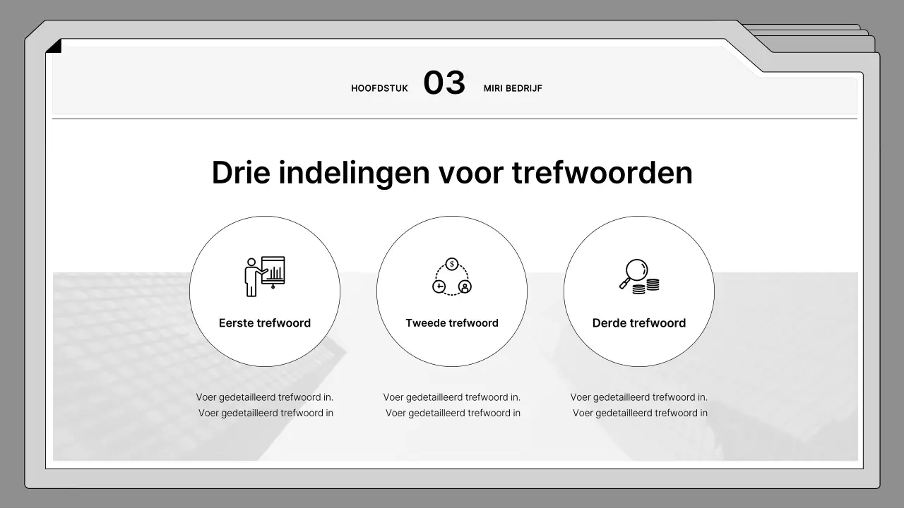Zwart-wit, netjes ingelijst voorstel in een bestandsframe