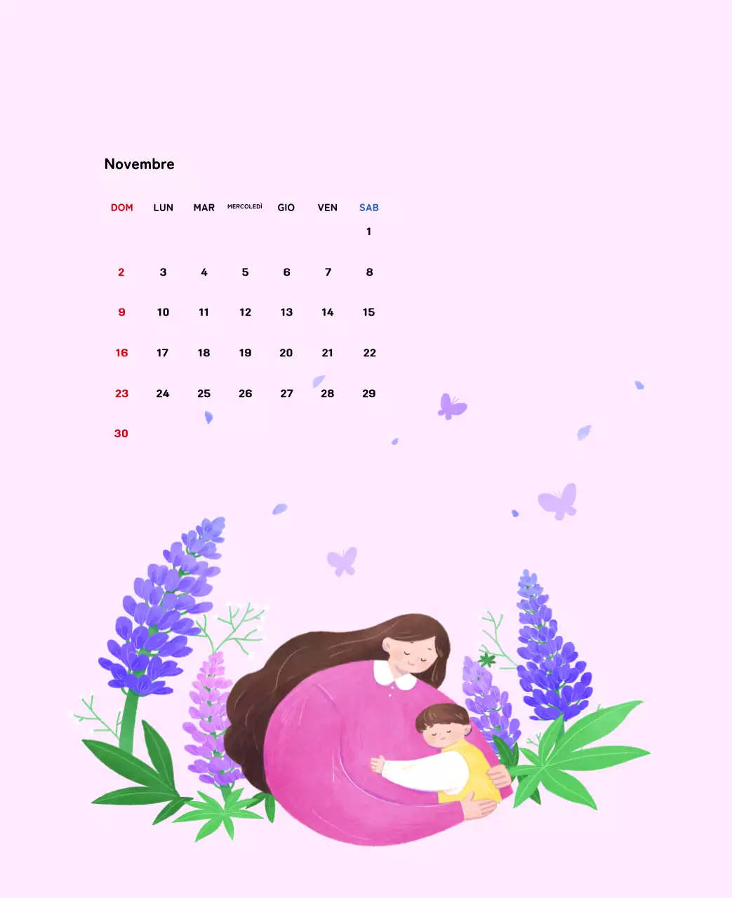 Calendario di Capodanno con una calda illustrazione