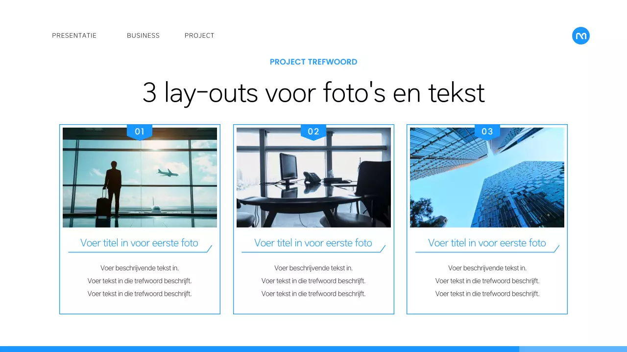 Een eenvoudig bedrijfsplan in wit en blauw