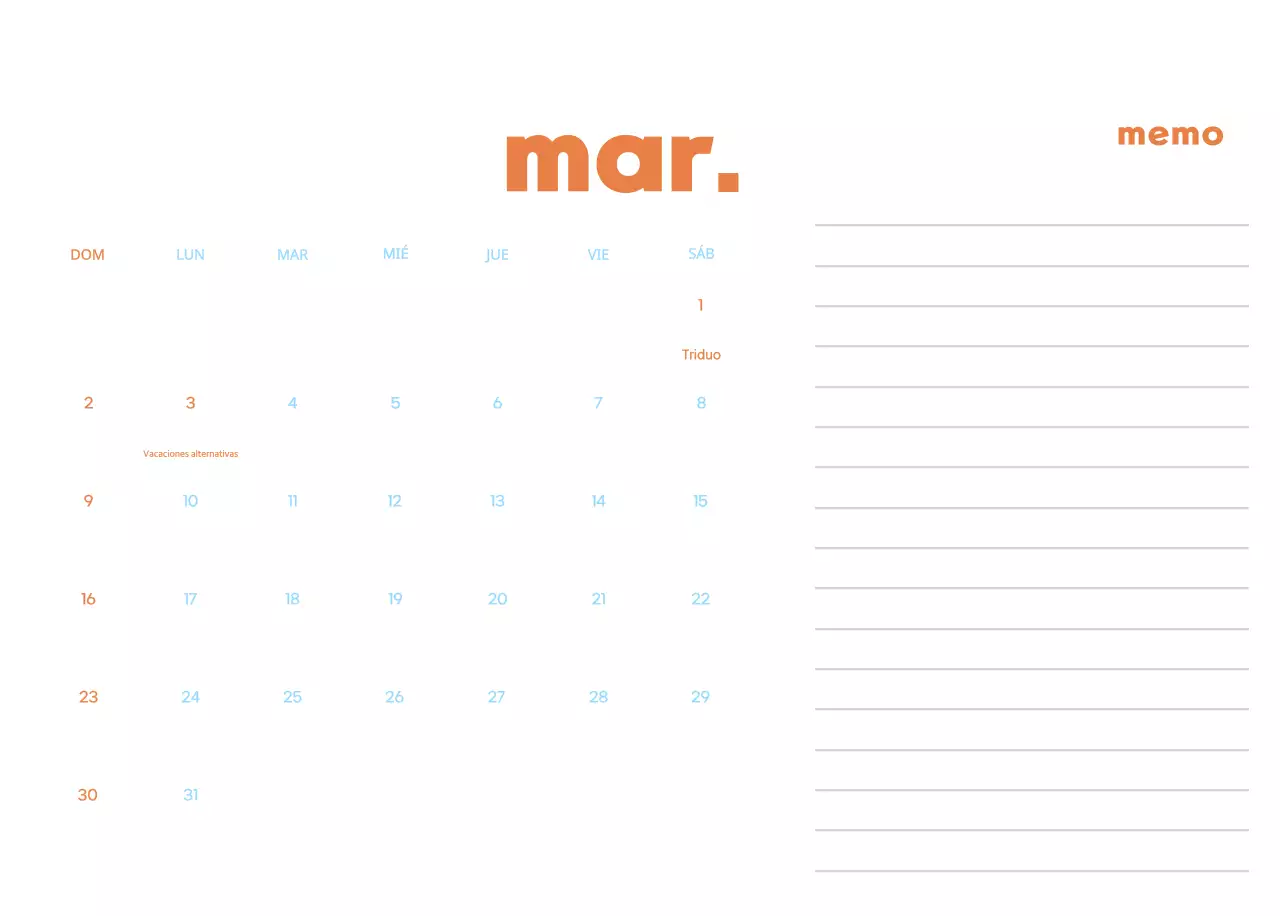 Calendario comercial con simpáticas ilustraciones