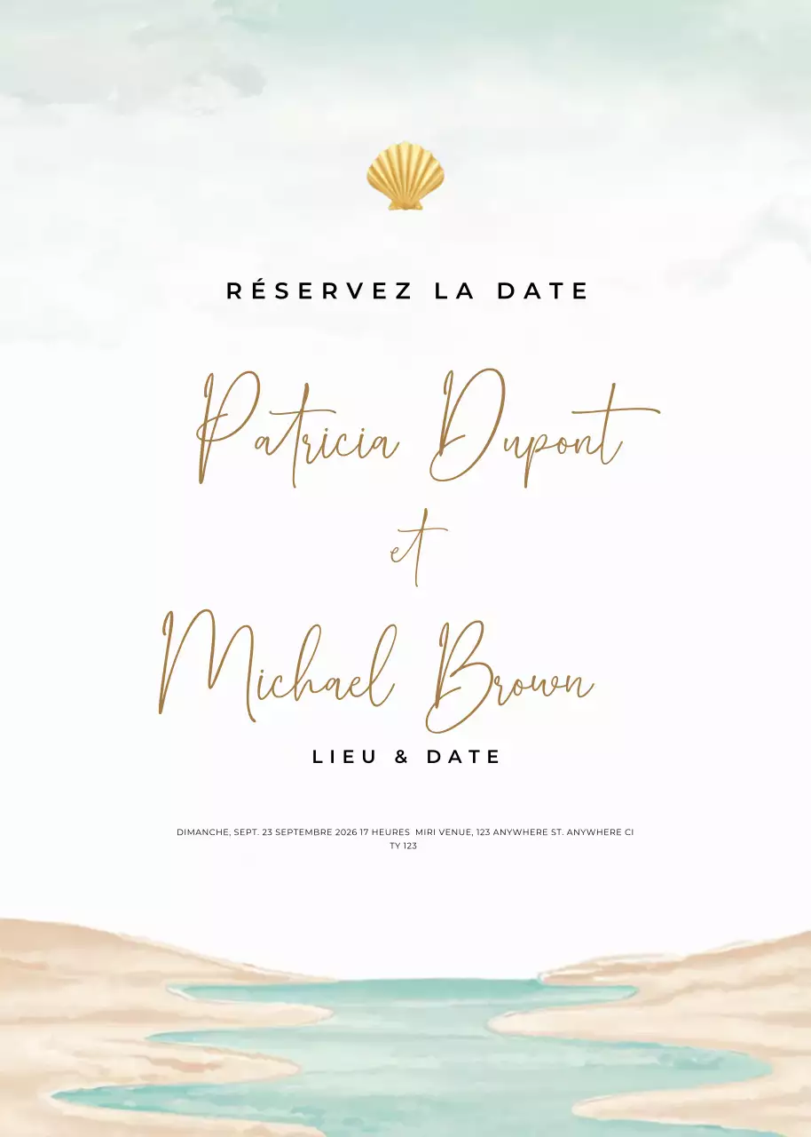 invitation de mariage beige et élégante