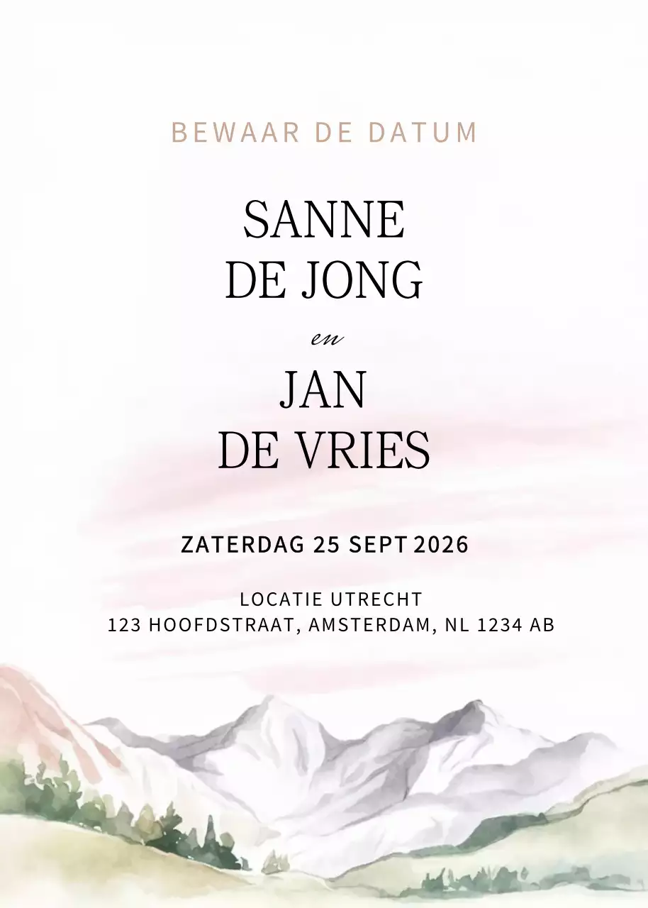 Beige elegante huwelijksuitnodiging