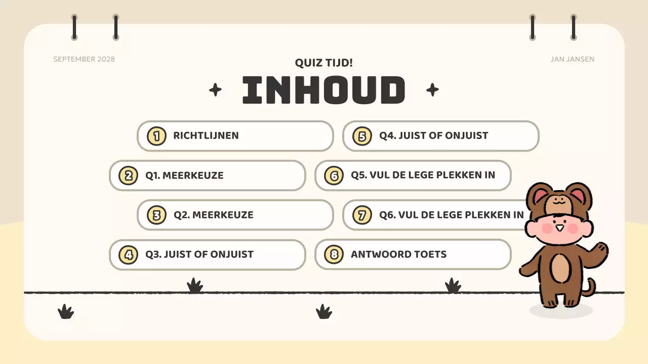 beige animatie quiz materiaal